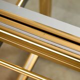 Bar Cart in Gold and Chrome with Glass Shelves, 1970s