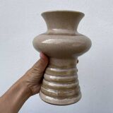Vase organique en céramique beige vintage 1970