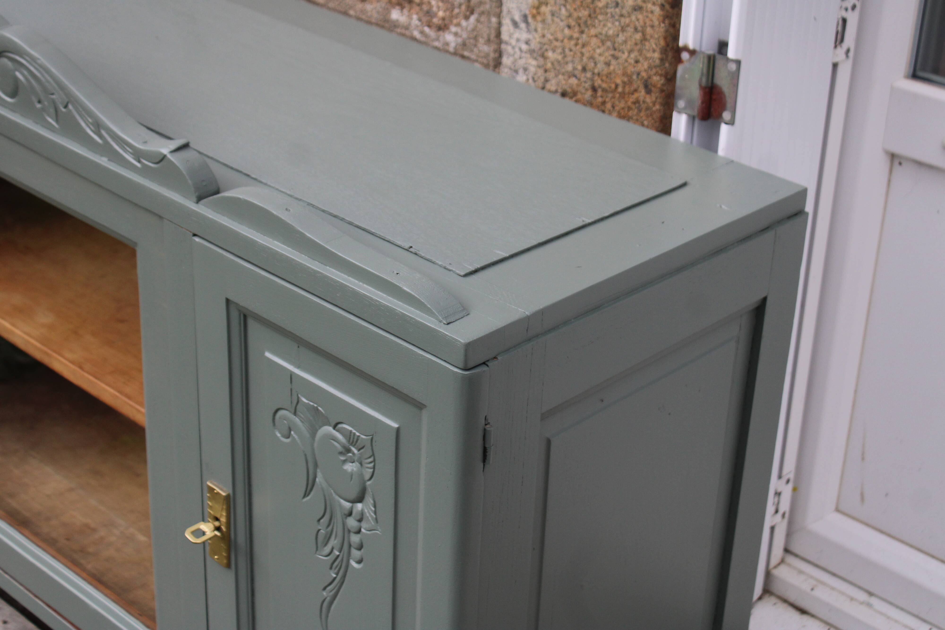 Renovated vintage sideboard with khaki paint – Haussmann chic & bohemian style