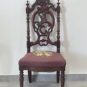 Chaise de nourrice Napoléon III, bois noirci et canevas