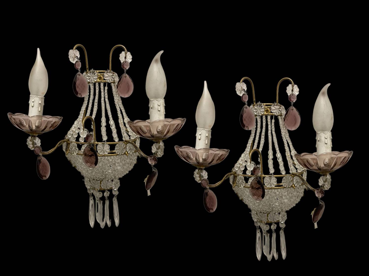 Appliques en perles de verre Ensemble de 2 années 1980