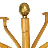 Rare grand porte-manteau sur pied en rotin et laiton style bohème 185 cm