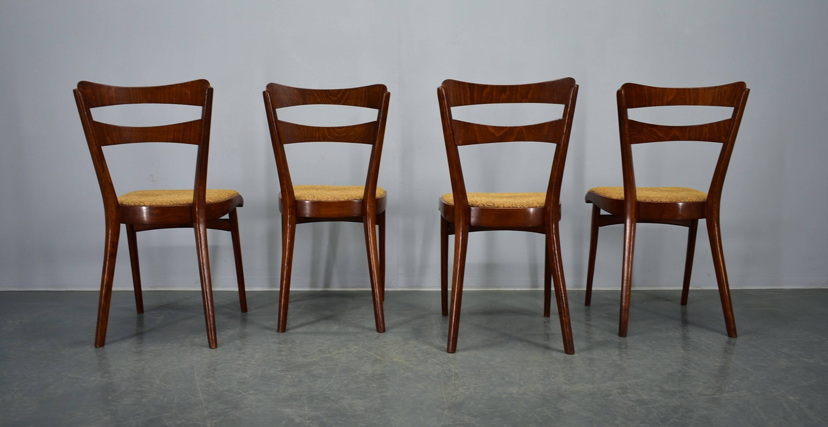 Vintage walnut dining chairs by Mier Topolcany, Czechoslovakia, 1960s, set of 4