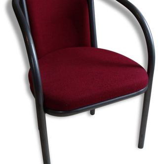 Petit fauteuil industriels  Rodet métal tissus bordeaux