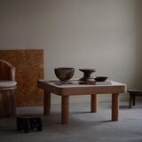 Square coffee table in solid pine with solid legs by Rainer Daumiller, mid-20th century brutalist style.