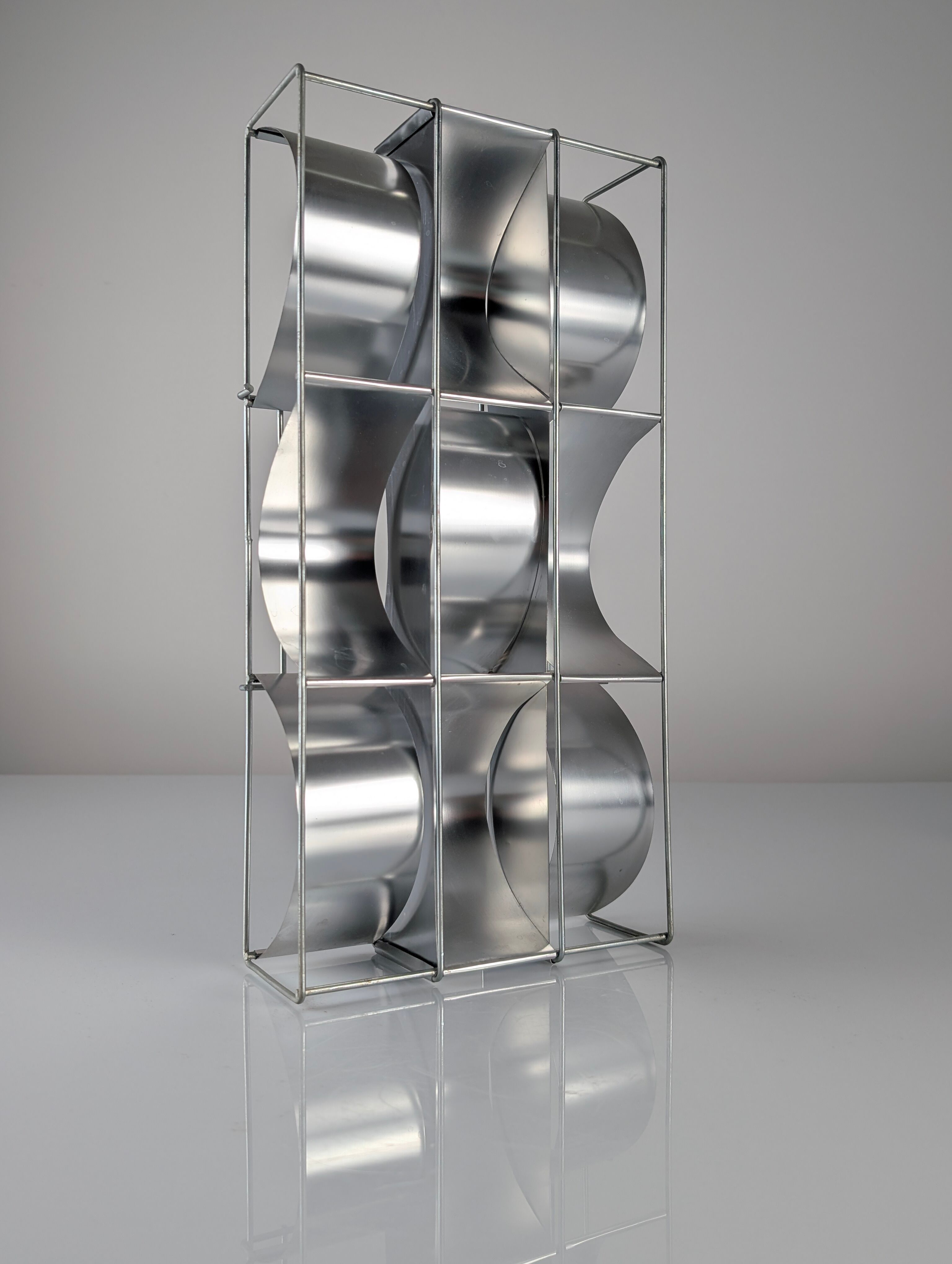 Max Sauze original aluminium geometric wall sconce, 1970s
