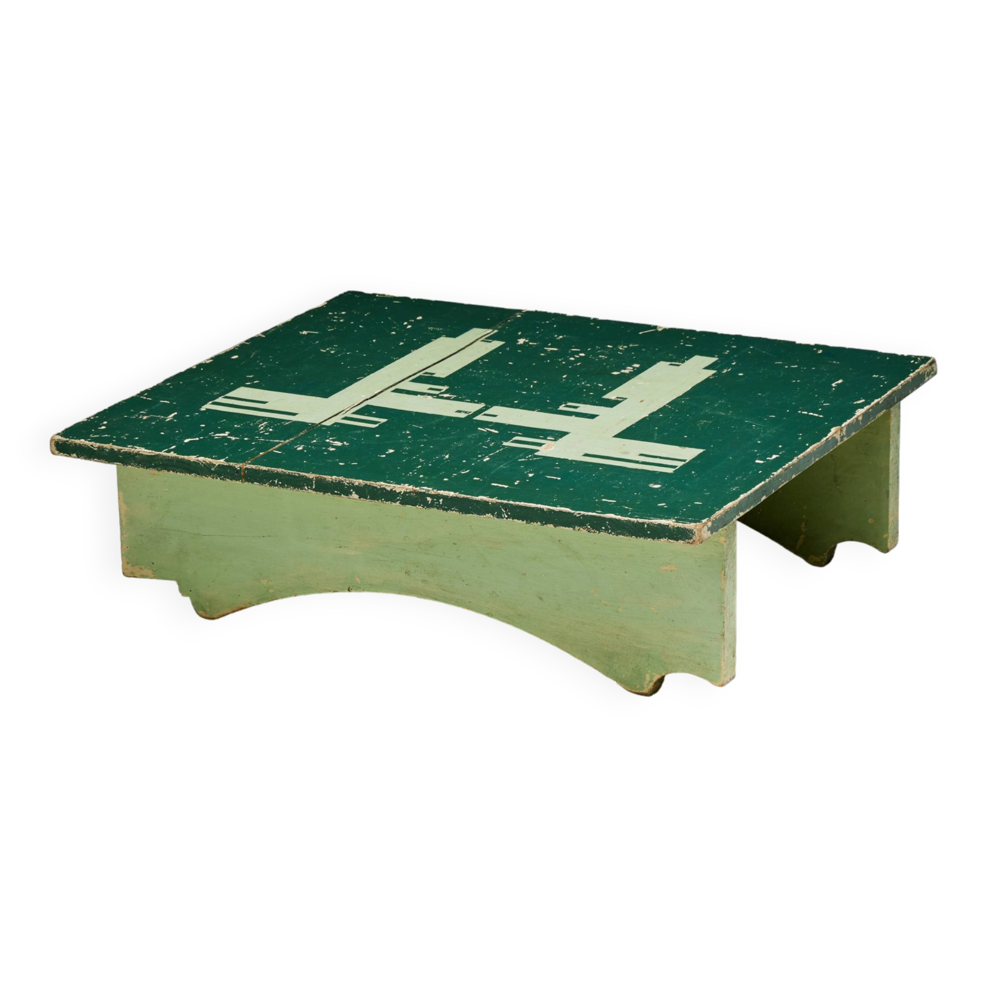 Green Art Populaire Side Table, France, 19th Century