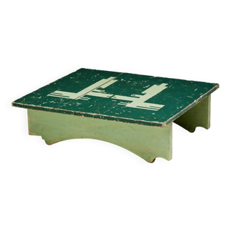 Green Art Populaire Side Table, France, 19th Century