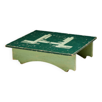 Green Art Populaire Side Table, France, 19th Century