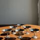 Set of 6 metal ice cream cups on flower-shaped feet