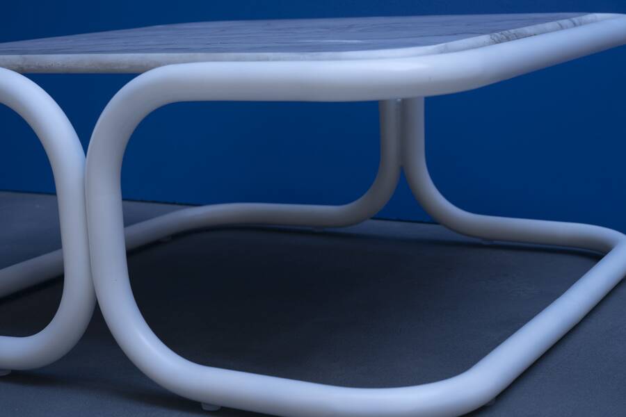 Vintage metal and marble coffee table