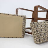 1930s art deco armchair in walnut and backhausen fabric,czechoslovakia
