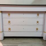 Empire Commode 19th Century - Couture Redesign "Marshmallow" & Gold Leaf