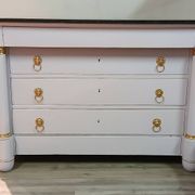 Commode Empire XIXe - Relooking Couture "Guimauve" & Feuille d'Or