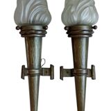Antique pair of torchiere wall lights and lanterns