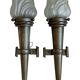 Antique pair of torchiere wall lights and lanterns