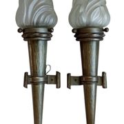 Ancienne paire appliques torchères flambeaux lanternes