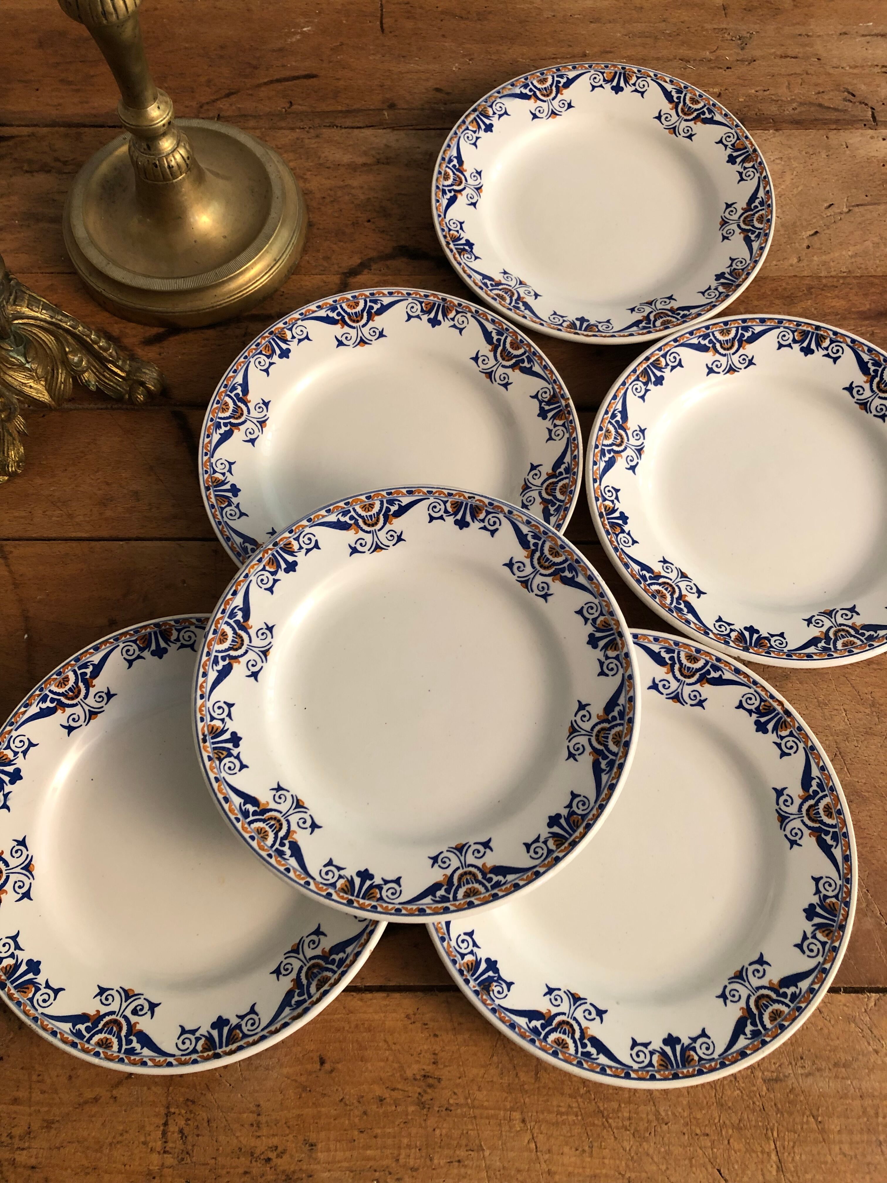 Service 6 plates vintage earthenware