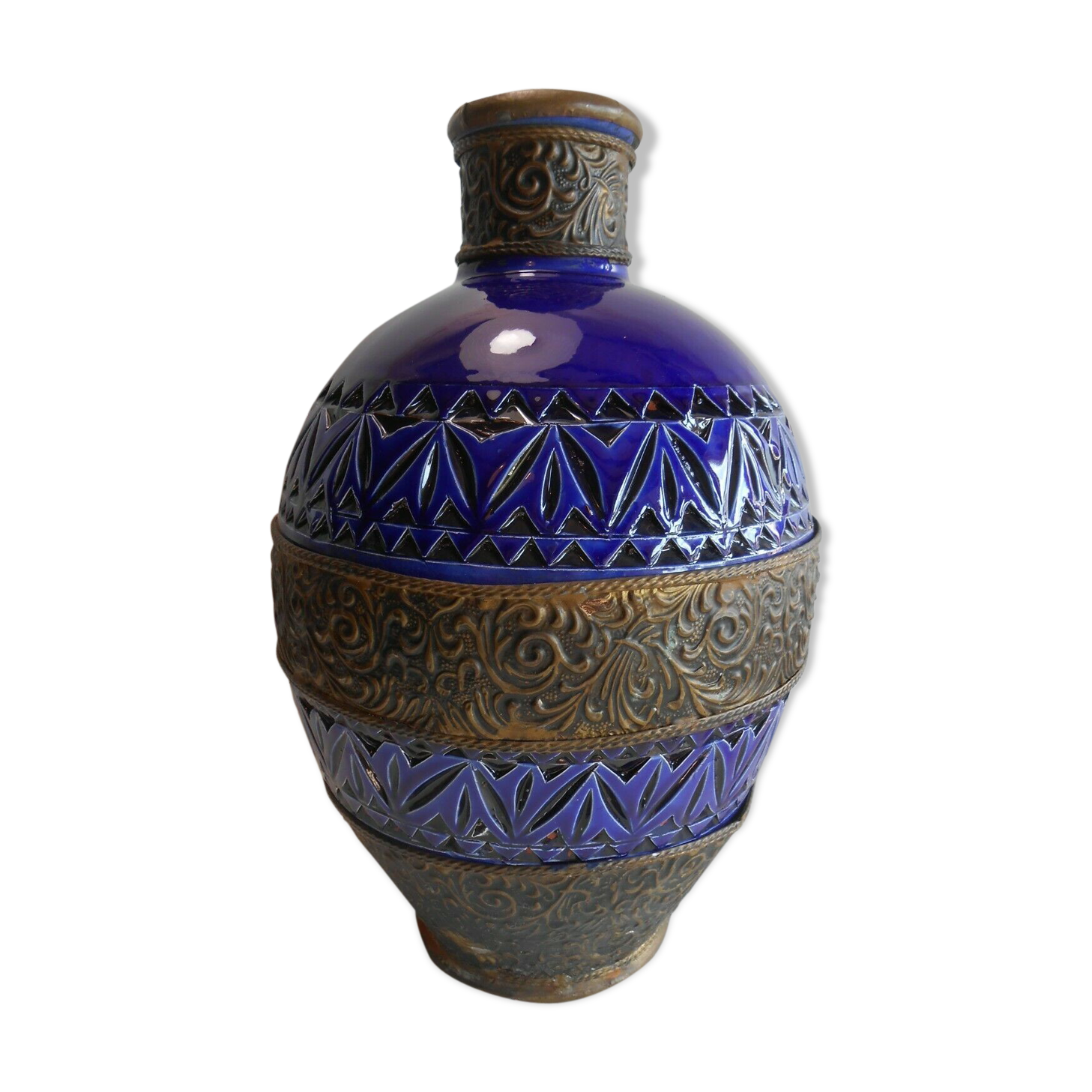 POT / TERRACOTTA VASE VERNISSEE / DECOR BRASS