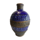 Pot vase terre cuite vernissée decor laiton