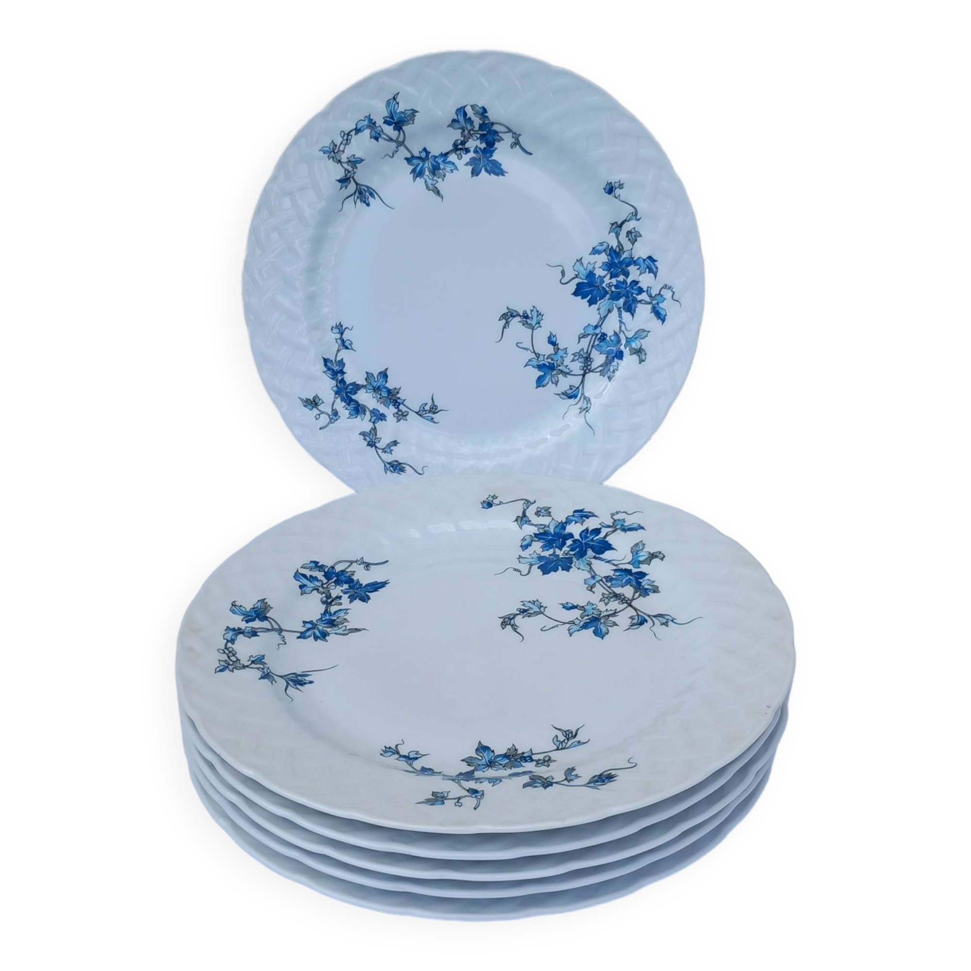 6 Bernardaud porcelain flat plates - Saint-Saens model - 1970s