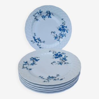 6 assiettes plates en porcelaine Bernardaud - modèle Saint-Saens - années 70