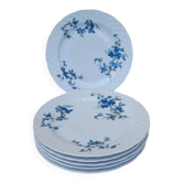 6 assiettes plates en porcelaine Bernardaud - modèle Saint-Saens - années 70