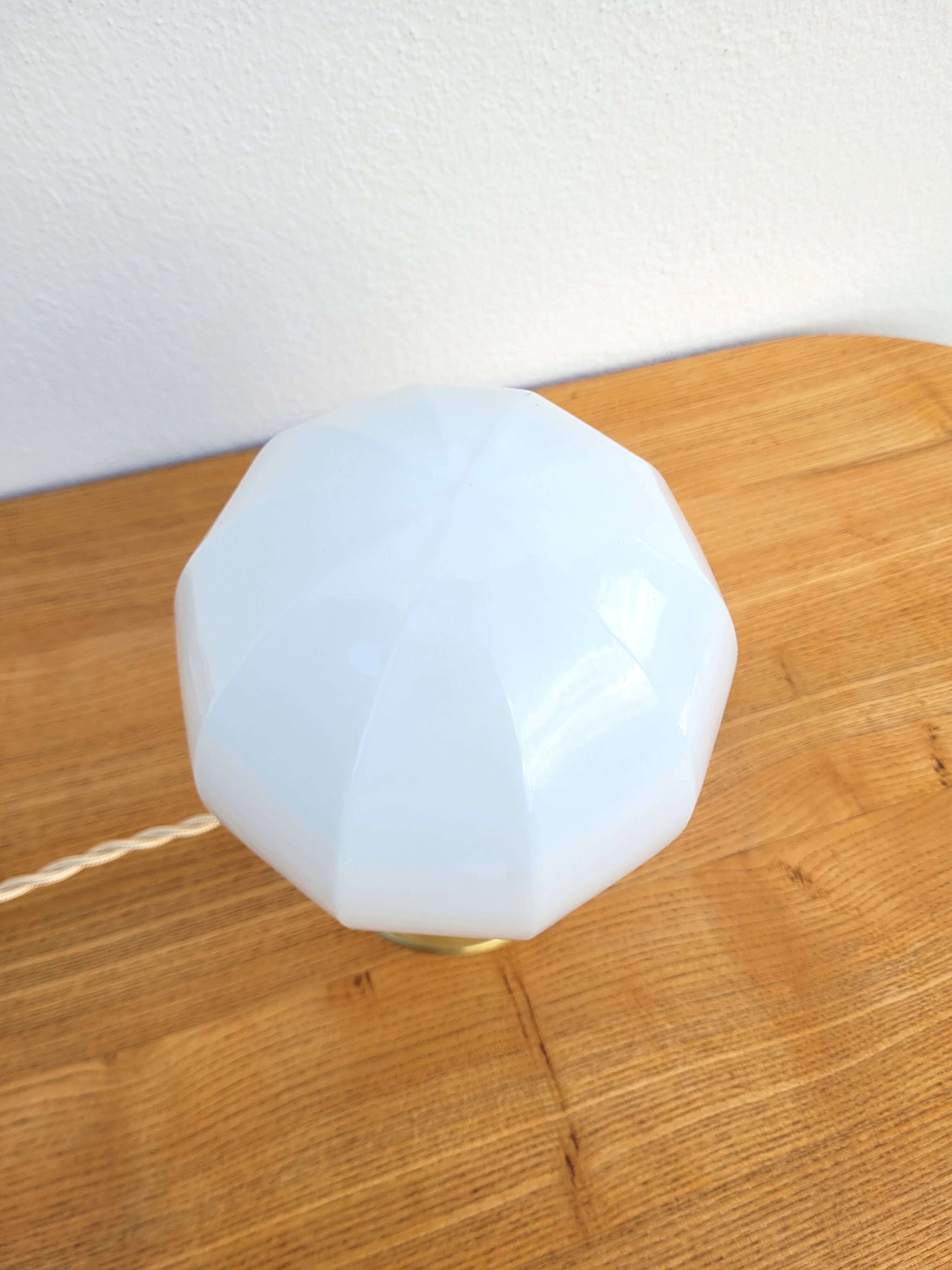 Vintage opaline faceted globe lamp