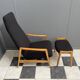 Highback chair with ottoman in black boucle
