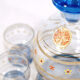 Carafe and 6 blue glasses
