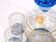 Carafe and 6 blue glasses