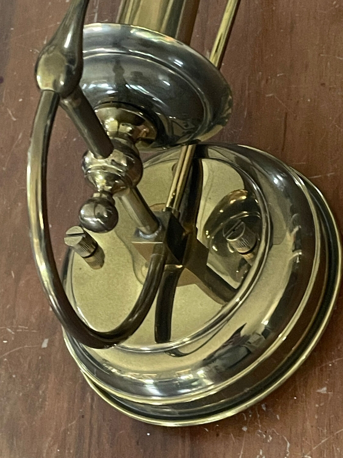 Pair of vintage brass and smoked glass wall lights