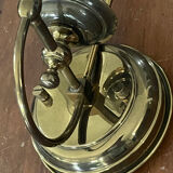 Pair of vintage brass and smoked glass wall lights