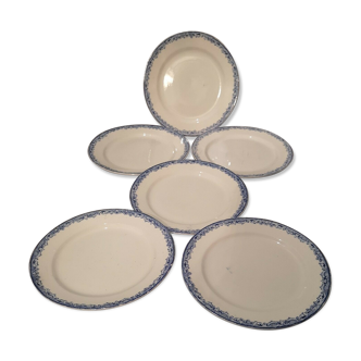 Series of 6 plates in Earthenware Sarreguemines model Fontanges