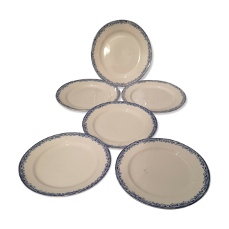 Série de 6 assiettes en faïences Sarreguemines modèle Fontanges
