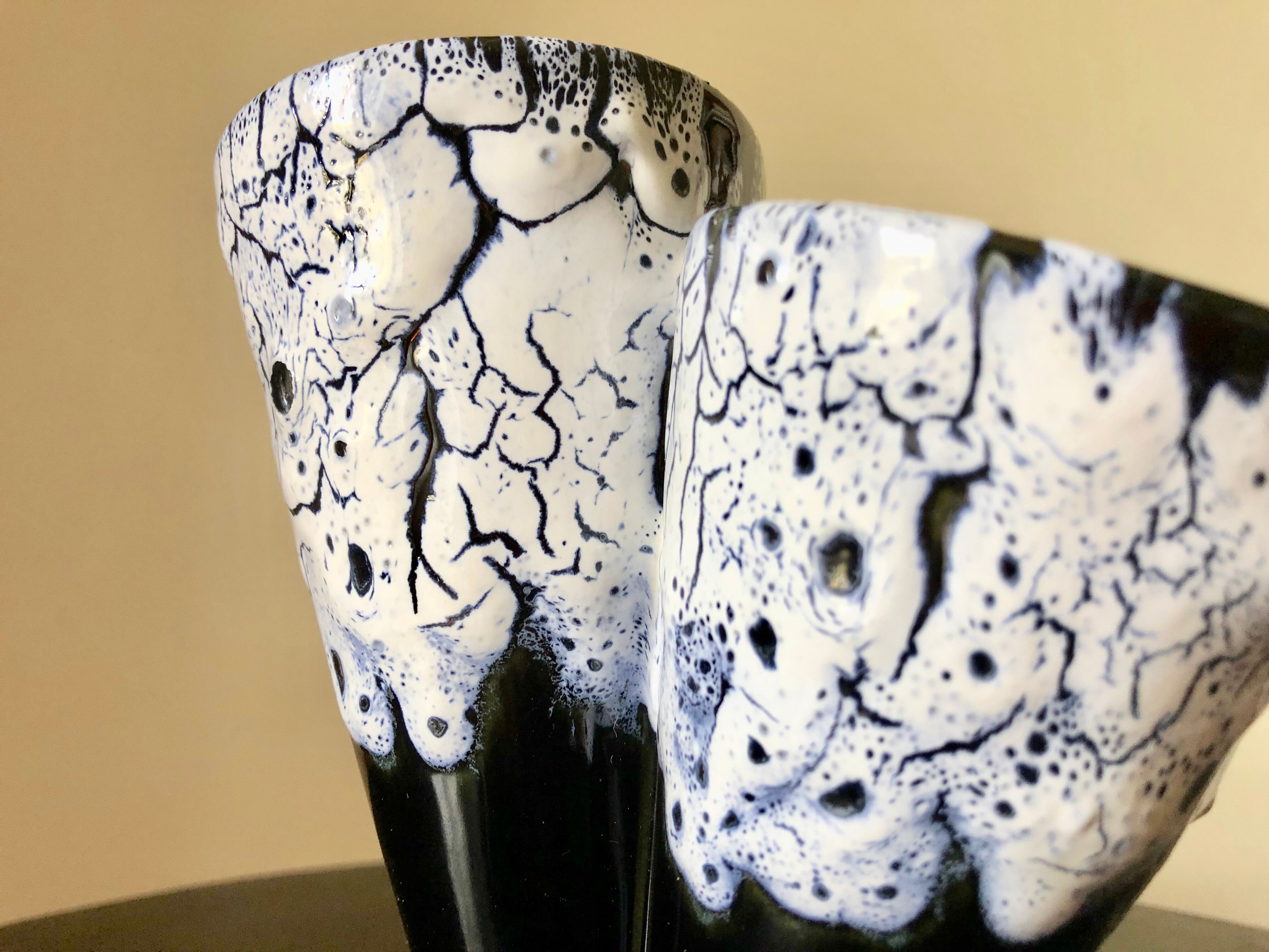 Double blue Fat Lava vase