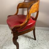 Office armchair 19th Restoration style wood and leather