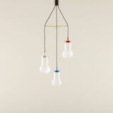 Italian pendant lamp with “lattimo” Murano glass shades, mid century modern