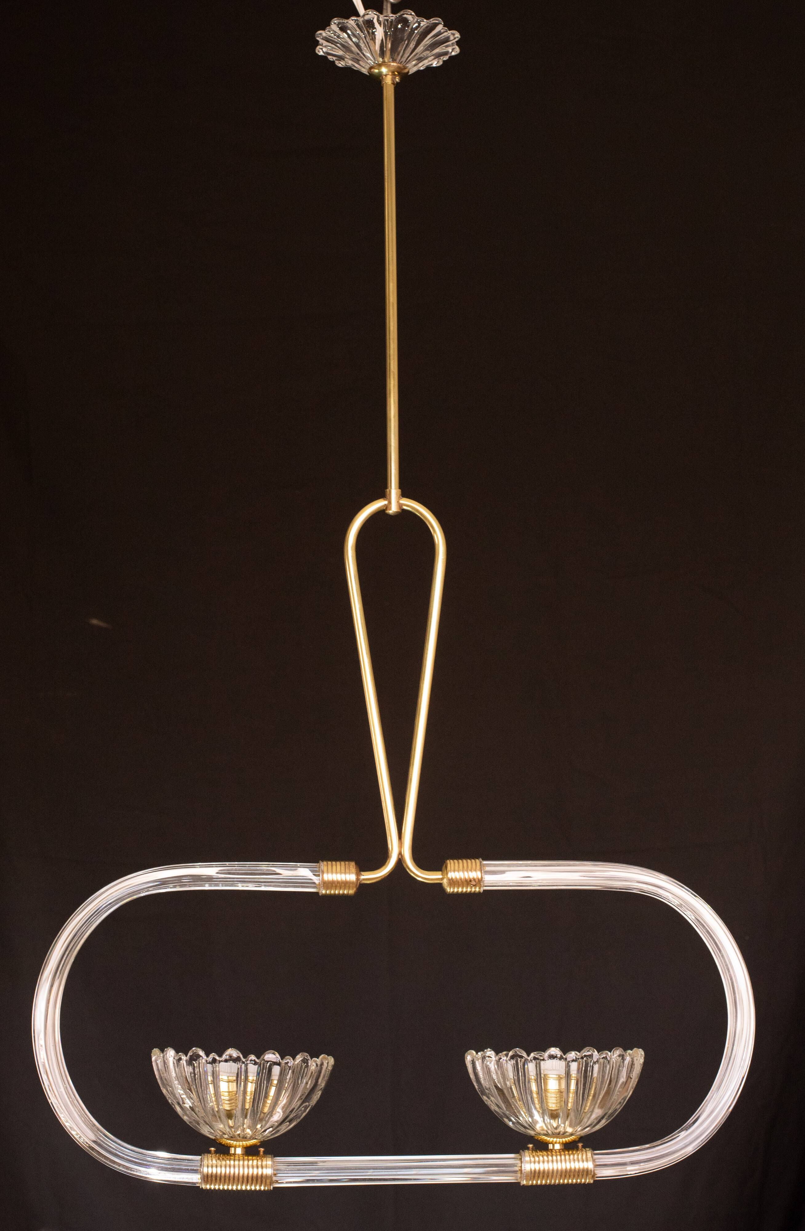 Extraordinary two-cup Art Deco candlestick by Barovier and Toso, 1940s