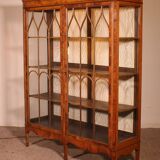 19th Century Mahogany and Burr Walnut Display Cabinet with Lighting