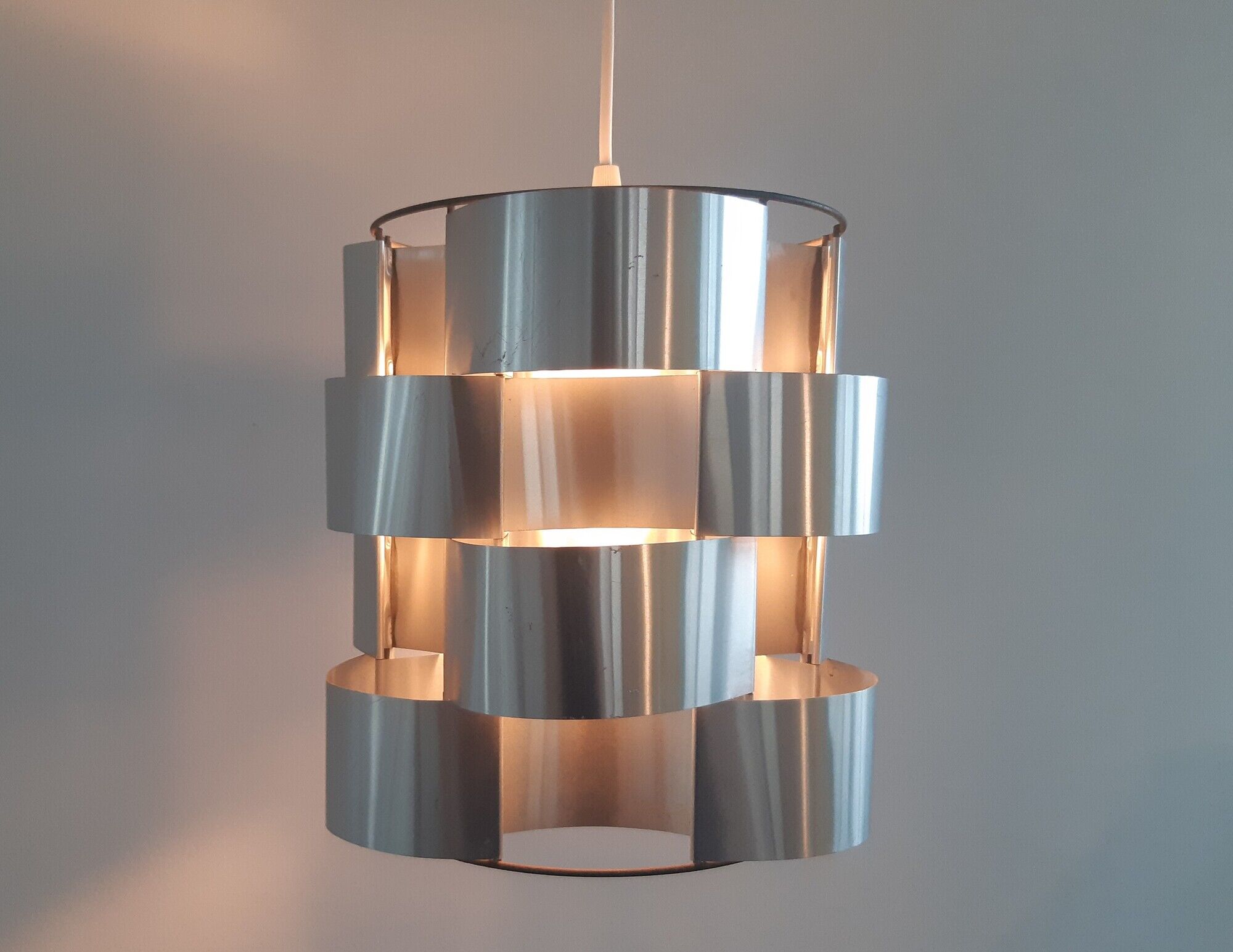 Aluminum pendant lamp by Max Sauze, France 1970's