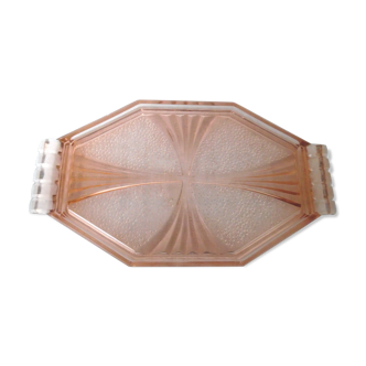 Art deco pink glass tray