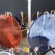 Multicoloured vintage Murano glass chandelier with 4 lights. Italy.