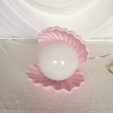 Pink shell and opaline pearl lamp, Saint-Jacques, France, 1970