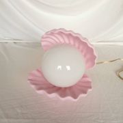 Pink shell and opaline pearl lamp, Saint-Jacques, France, 1970