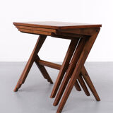 Vintage Nesting Tables in Walnut by Bengt Ruda Sweden 1950s