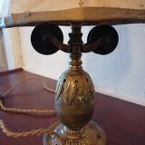 1950-style brass pineapple bedside lamp