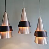 Lot de 3 suspensions scandinaves en aluminium, J. Hammerborg,  1960