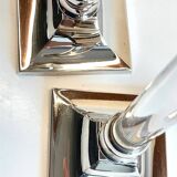 Vintage lucite and silver metal candle holders