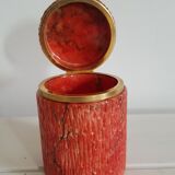 Coral-coloured alabaster jewelry box